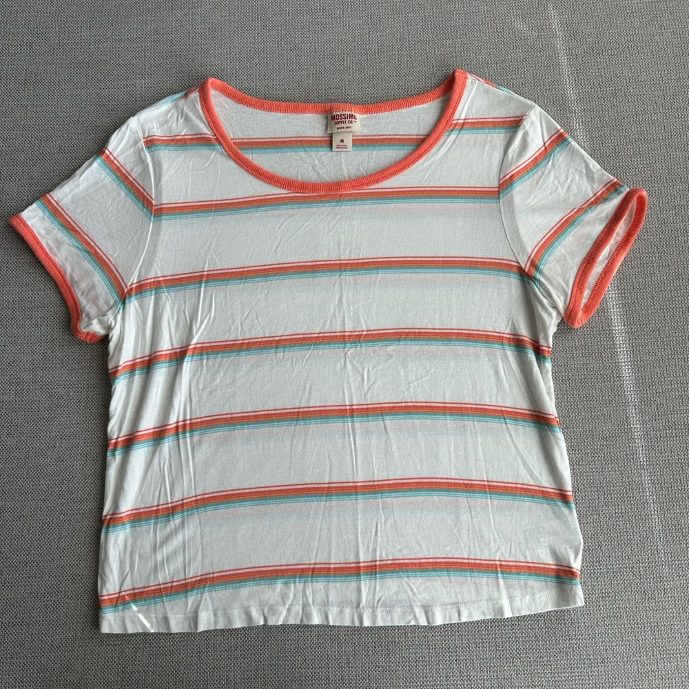 Mossimo White tee with Blue and Orange Stripes*